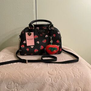 Juicy Couture Black and Red Strawberry Handbag